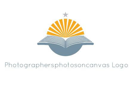 star and sun over an open book
