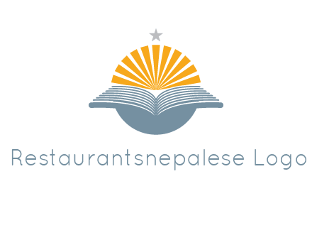 star and sun over an open book