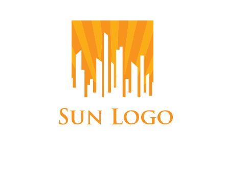 buildings with sun rays logo