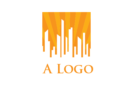 buildings with sun rays logo