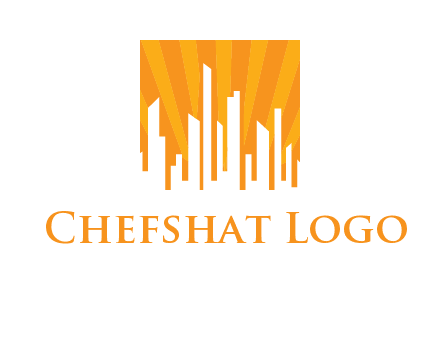 buildings with sun rays logo