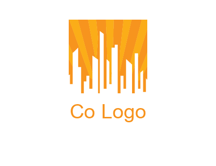 buildings with sun rays logo