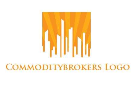 buildings with sun rays logo