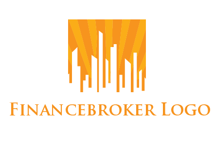 buildings with sun rays logo
