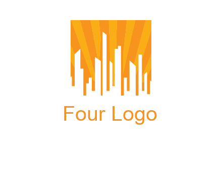 buildings with sun rays logo