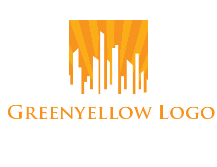 buildings with sun rays logo