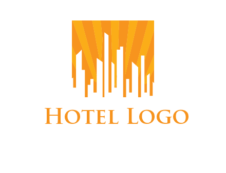 buildings with sun rays logo