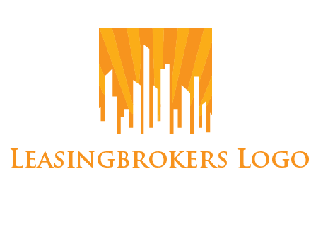 buildings with sun rays logo