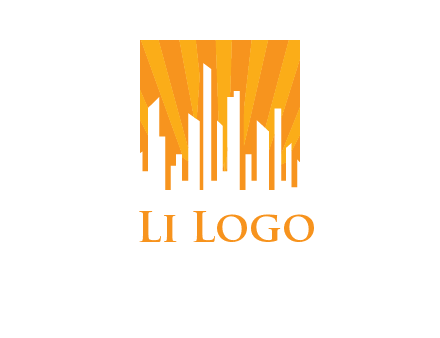 buildings with sun rays logo