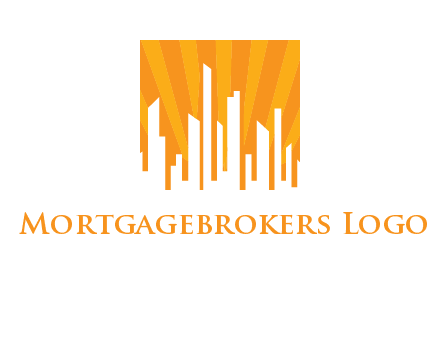 buildings with sun rays logo