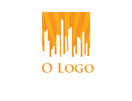 buildings with sun rays logo