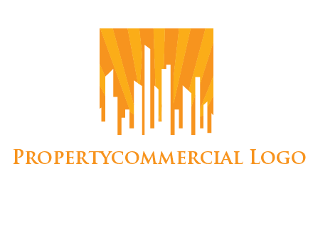 buildings with sun rays logo