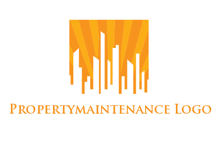 buildings with sun rays logo