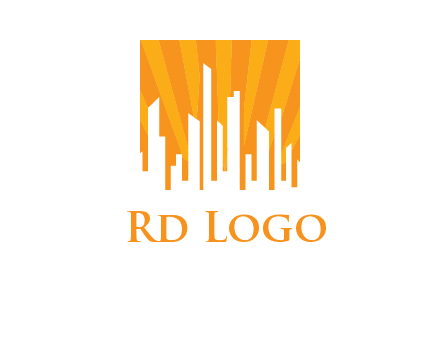 buildings with sun rays logo