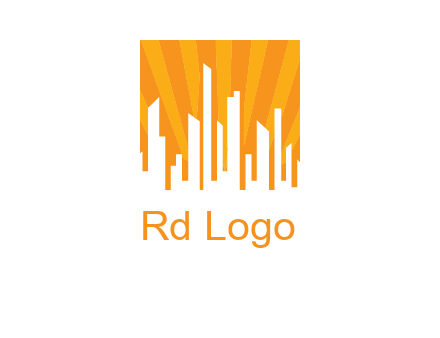 buildings with sun rays logo