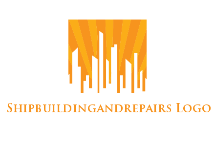 buildings with sun rays logo