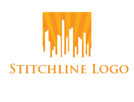 buildings with sun rays logo
