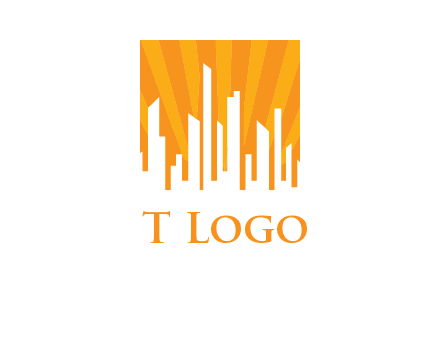 buildings with sun rays logo