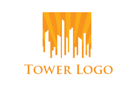 buildings with sun rays logo