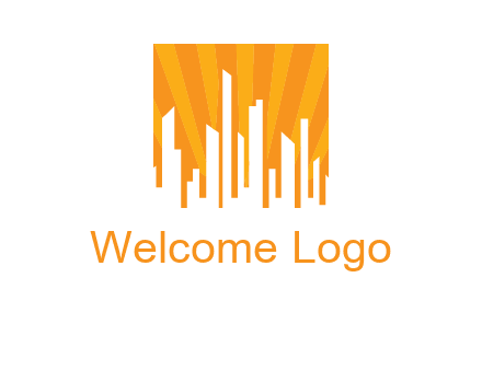 buildings with sun rays logo