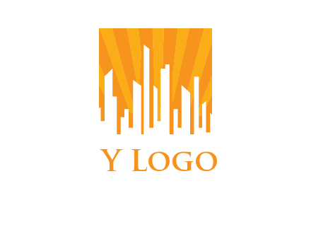 buildings with sun rays logo
