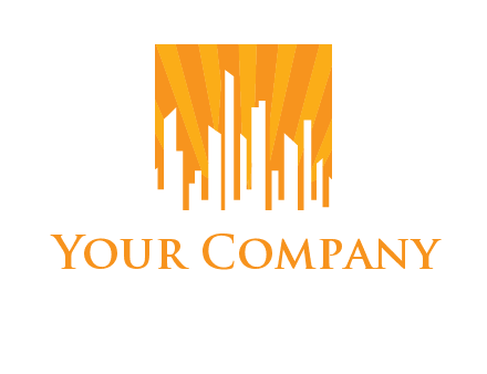 buildings with sun rays logo