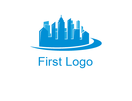 skyscrapers with swoosh logo