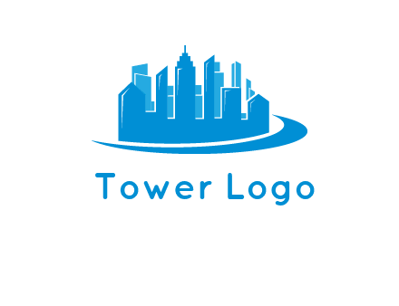 skyscrapers with swoosh logo