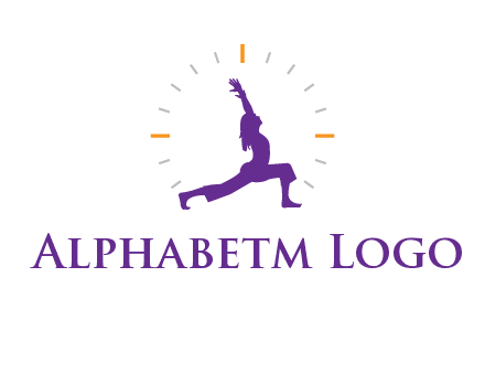 woman doing yoga with clock ticks logo