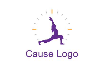 woman doing yoga with clock ticks logo