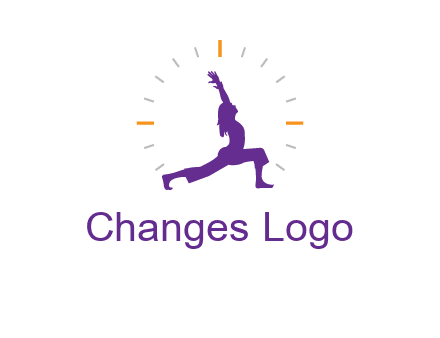 woman doing yoga with clock ticks logo