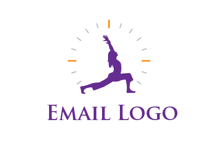 woman doing yoga with clock ticks logo