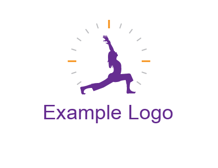 woman doing yoga with clock ticks logo