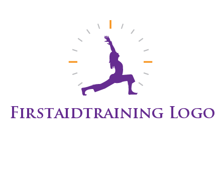 woman doing yoga with clock ticks logo