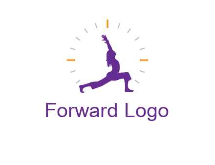 woman doing yoga with clock ticks logo