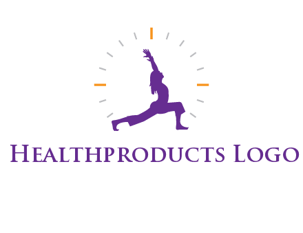 woman doing yoga with clock ticks logo