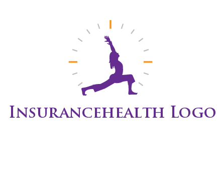 woman doing yoga with clock ticks logo