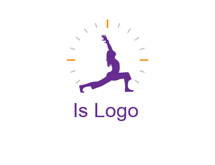 woman doing yoga with clock ticks logo