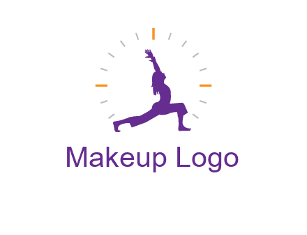 woman doing yoga with clock ticks logo