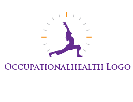 woman doing yoga with clock ticks logo