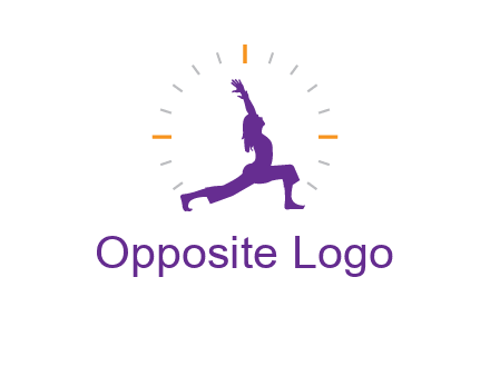 woman doing yoga with clock ticks logo