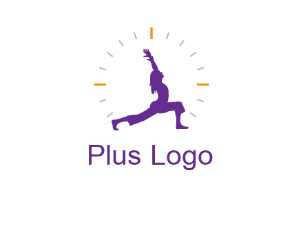 woman doing yoga with clock ticks logo