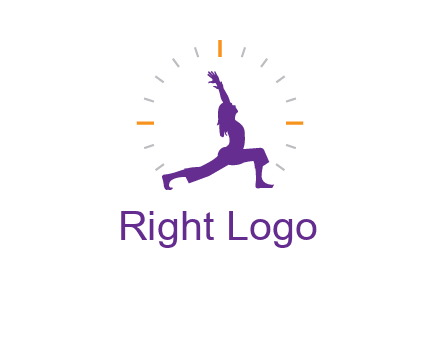 woman doing yoga with clock ticks logo