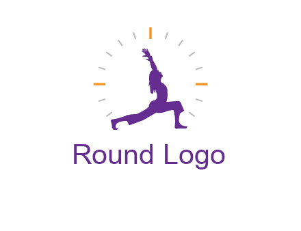 woman doing yoga with clock ticks logo