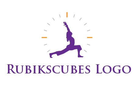 woman doing yoga with clock ticks logo