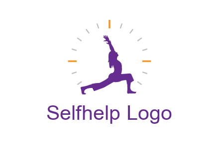 woman doing yoga with clock ticks logo