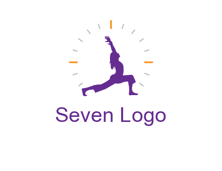 woman doing yoga with clock ticks logo