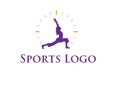woman doing yoga with clock ticks logo