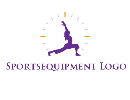 woman doing yoga with clock ticks logo
