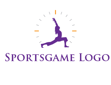 woman doing yoga with clock ticks logo
